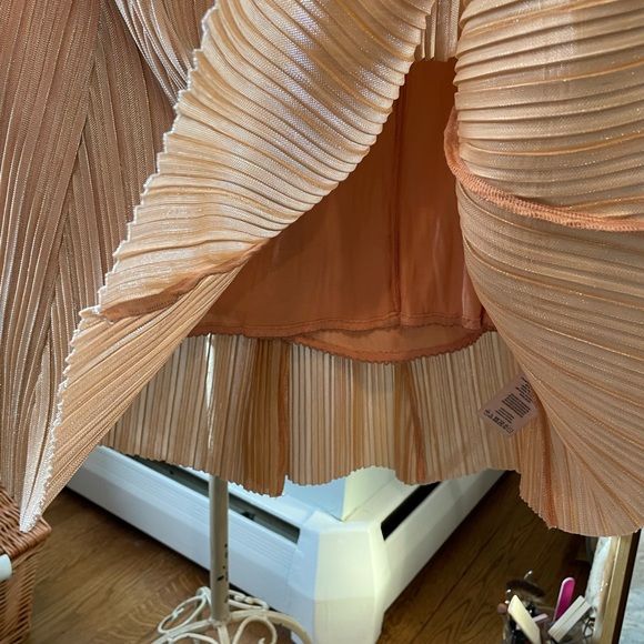 Anthropologie Maeve peach metallic accordion midiskirt S - Picture 8 of 13
